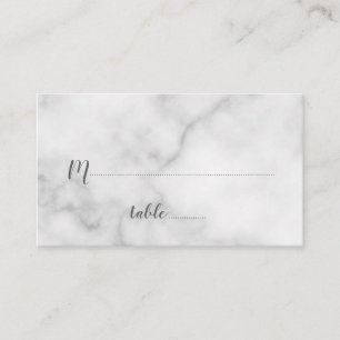 Carte De Placement Élégant Mariage Marbre blanc