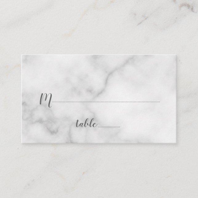 Carte De Placement Élégant Mariage Marbre blanc (Devant)