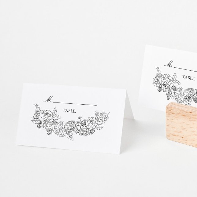 Carte De Placement Élégant Mariage noir et blanc (Créateur téléchargé)