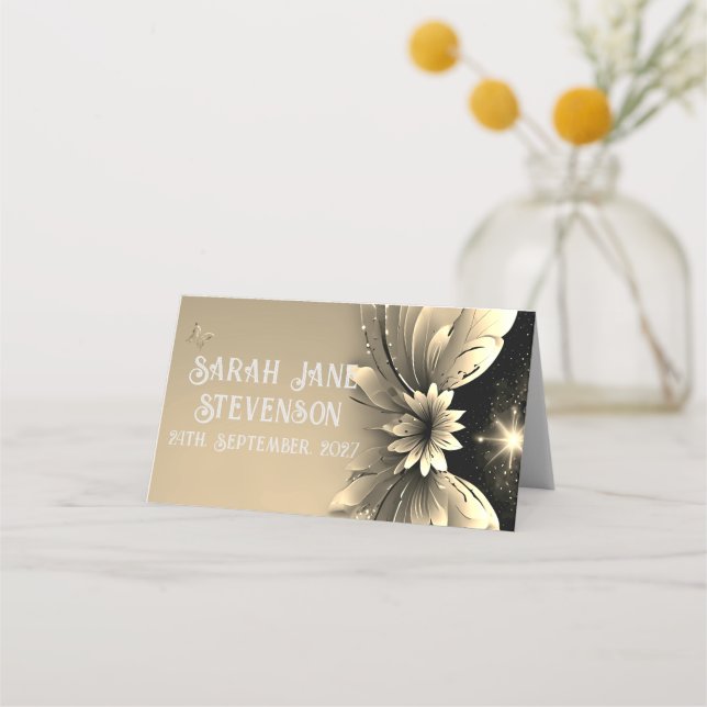 Carte De Placement Élégant Mariage Or (Devant)
