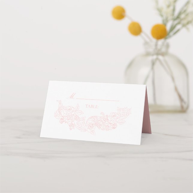 Carte De Placement Élégant Mariage rose pâle (Devant)