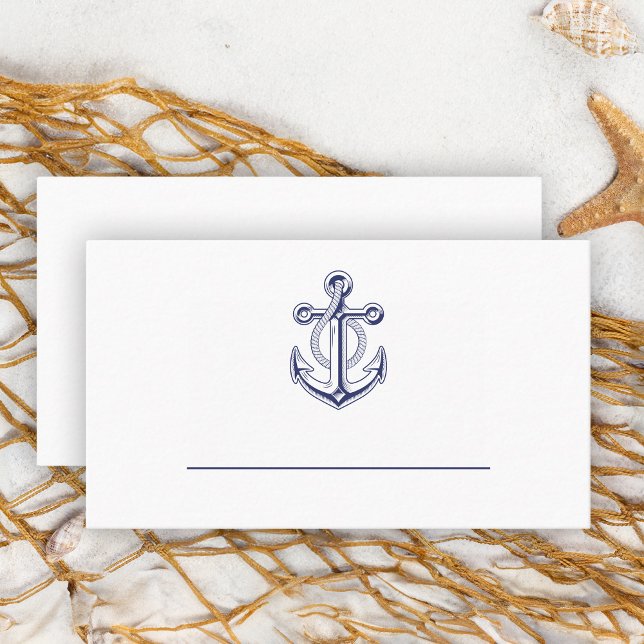 Carte De Placement Elégant marin nautique Marine Blue Ancre Mariage (Créateur téléchargé)