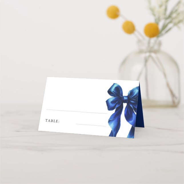 Carte De Placement Elégant Marine Bleu Fête des mariées de la Bow (Devant)