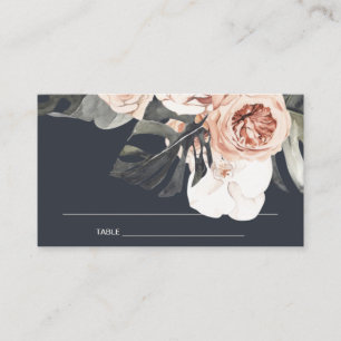 CARTE DE PLACEMENT ELEGANT MARINE RUST MONSTRERA PEONRA MARIAGE FLORA