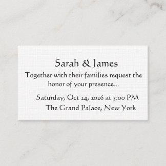 Carte De Placement Elegant Minimalist Black and White Wedding Invitat