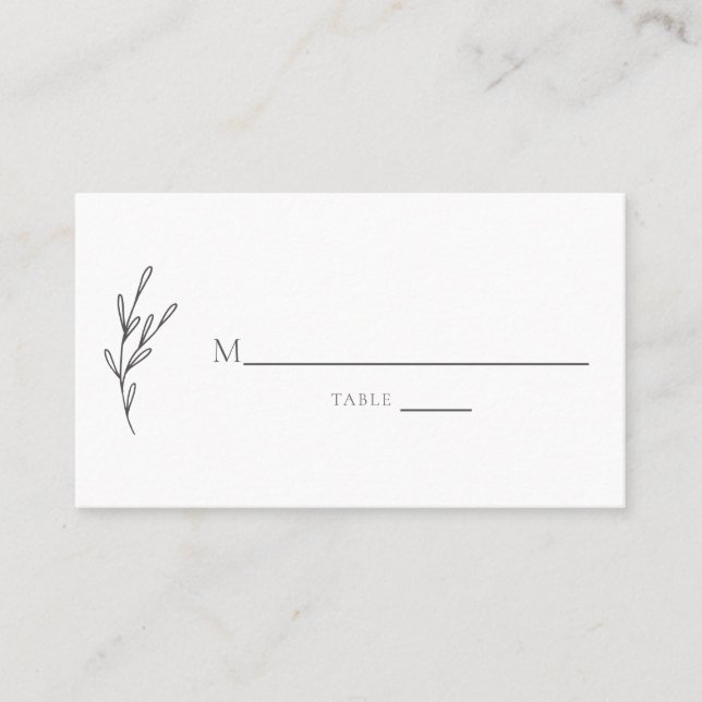 Carte De Placement Élégant minimaliste Floral Monochrome gris chic (Devant)