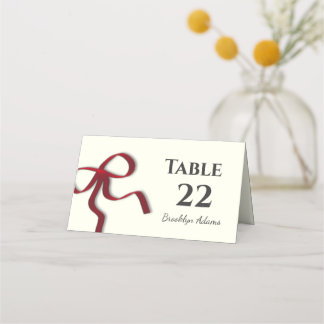 Carte De Placement Élégant minimaliste simple Bow rouge