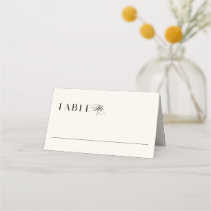 Carte De Placement Élégant minimum Vieux argent noir et crème Mariage