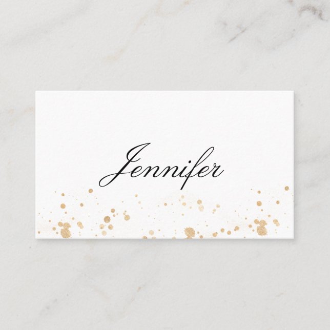 Carte De Placement Elegant Modern in Weiss Gold Splash (Devant)
