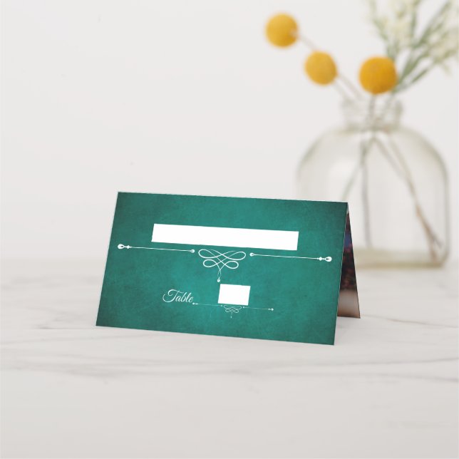 Carte De Placement Élégant Monogramme vert foncé photo Mariage (Devant)