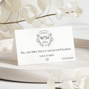 Carte De Placement Elégant Monogramme Vintage Siège Mariage