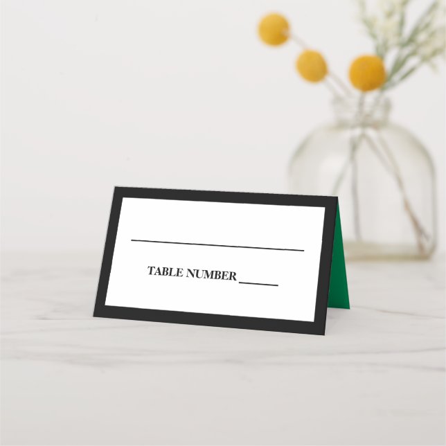 Carte De Placement Élégant noir, blanc et vert Shamrock (Devant)