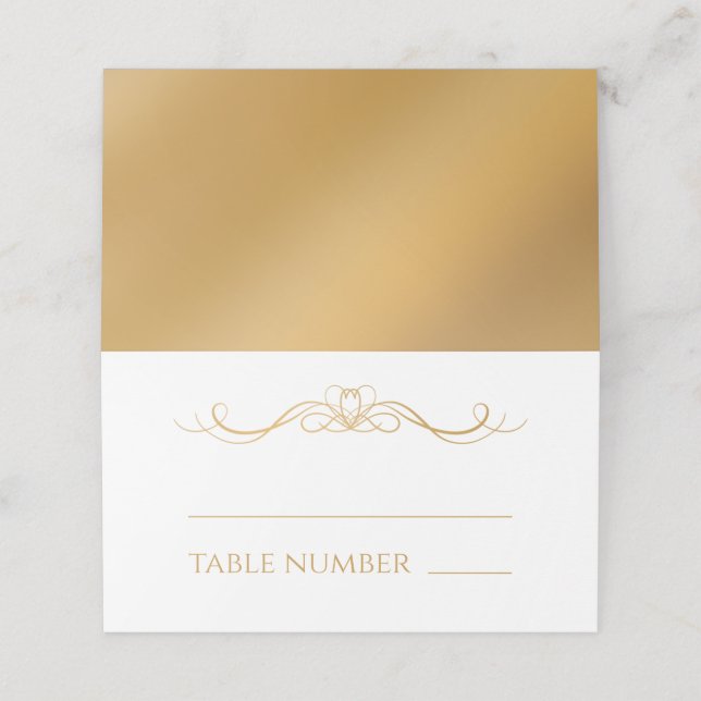 Carte De Placement Élégant Nom de Mariage et Table à Gradient Doré Mo (Extérieur déplié)