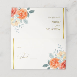 Carte De Placement Élégant or Blush Floral Script Mariage