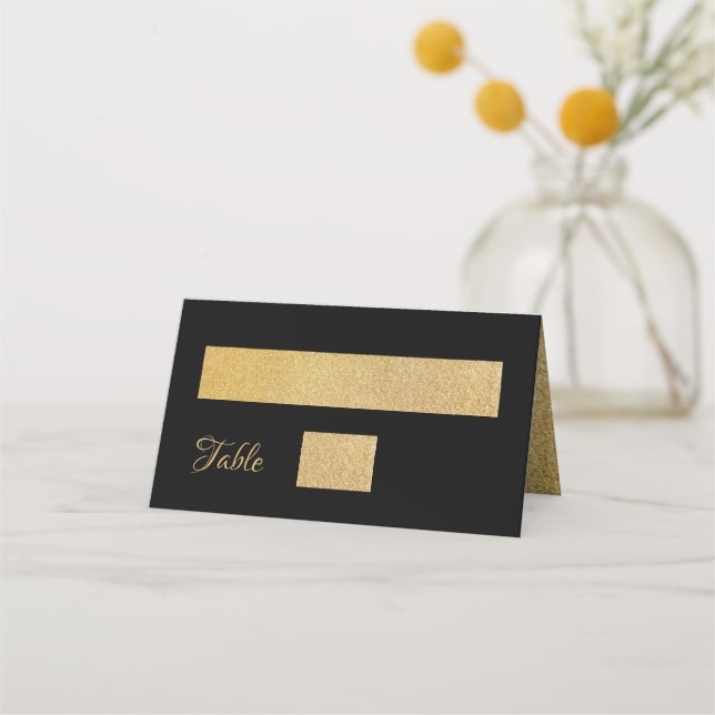 Carte De Placement Elégant or sur Mariage géométrique moderne noir (Devant)