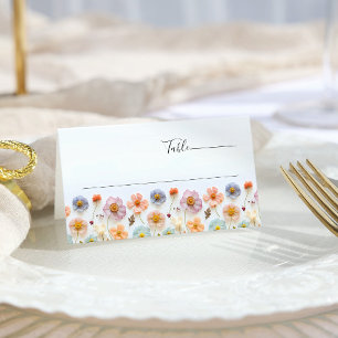 Carte De Placement Élégant Pastel Pink Boho Fleur sauvage Mariage