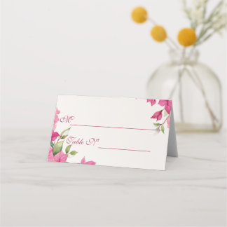 Carte De Placement Elegant Pink Floral Watercolor Wedding