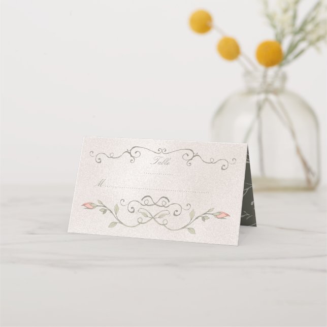 Carte de placement | Élégant Rose de Mariage de be (Devant)