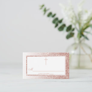 Carte De Placement Élégant Rose Parties scintillant Or Confirmation O
