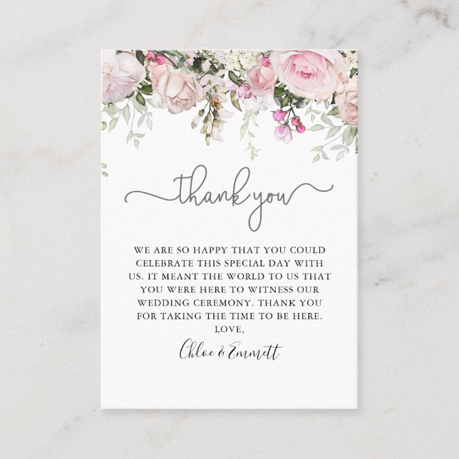 Carte De Placement Élégant rose rose rose Mariage Merci (Devant)