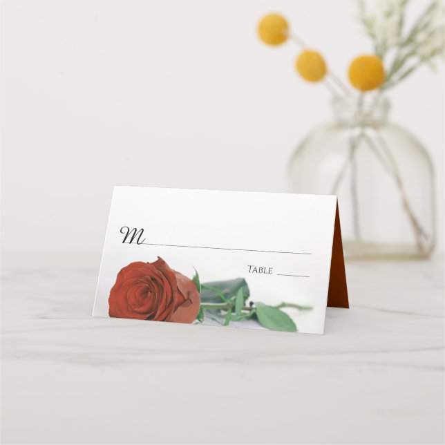 Carte De Placement Élégant rouille Orange Rose Mariage écriture (Devant)