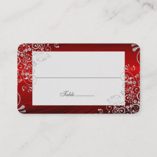 Carte De Placement Élégant Ruby Red Swirl Mariage Nom long