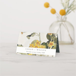 Carte De Placement Élégant Rustique Jaune Daffodique Floral Mariage