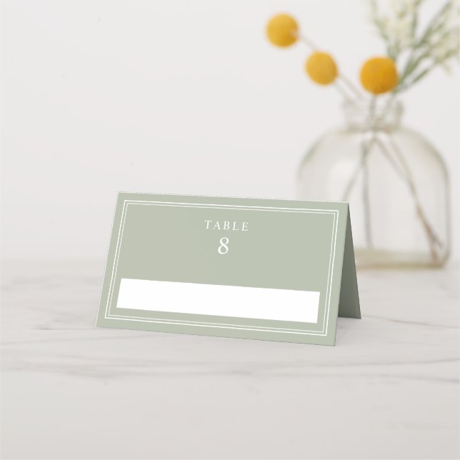 Carte De Placement Elegant Sage Green Wedding (Devant)