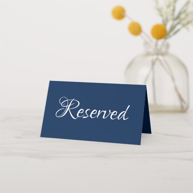 Carte De Placement Élégant script bleu marine Mariage de texte réserv (Devant)