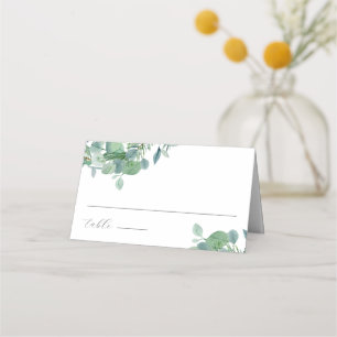 Carte De Placement Élégant Script vert Feuille Eucalyptus Mariage