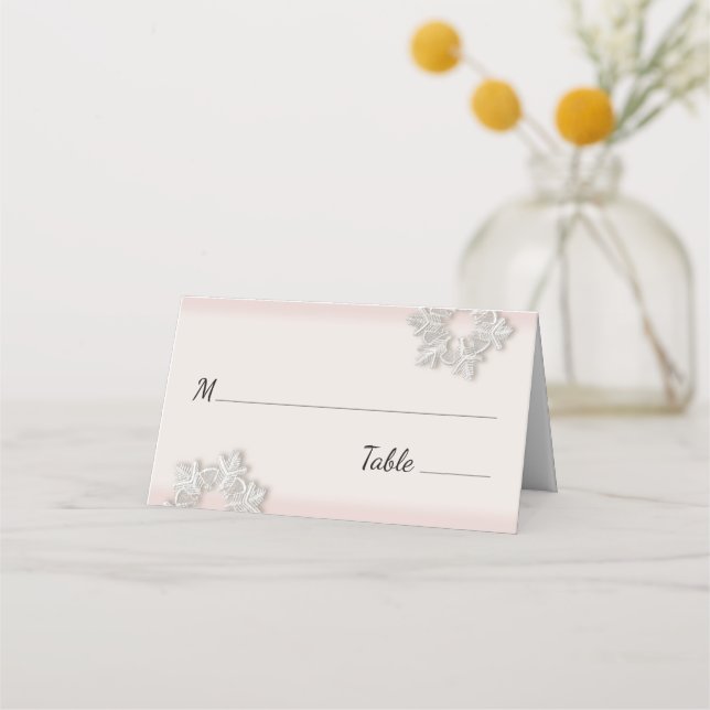 Carte De Placement Élégant Snowflakes Carte de lieu de mariage hivern (Devant)