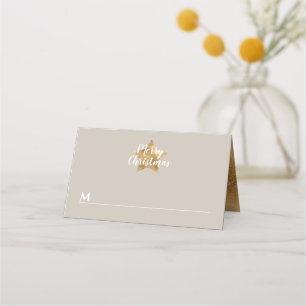 Carte De Placement Elégant Taupe Gold Star Joyeux Noël