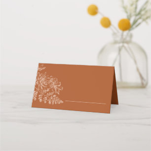Carte De Placement Élégant Terra Cotta Simple Mariage Floral