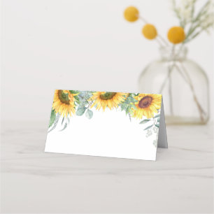Carte De Placement Elégant tournesol Eucalyptus Mariage de verdure