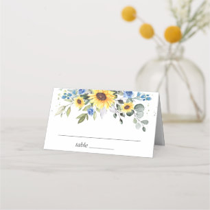 Carte De Placement Elégant tournesol Eucalyptus Mariage de verdure