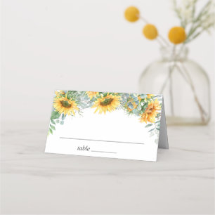 Carte De Placement Elégant tournesol Eucalyptus Mariage de verdure