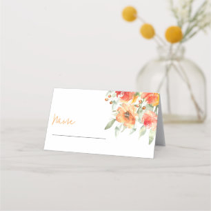 Carte De Placement Elégante aquarelle Apricot Floral