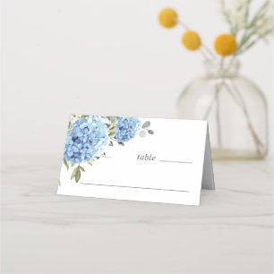 Carte De Placement Elégante aquarelle bleu Hydrangea Mariage