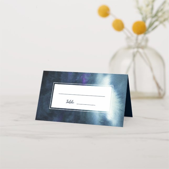 Carte De Placement Elégante aquarelle bleu marine (Devant)