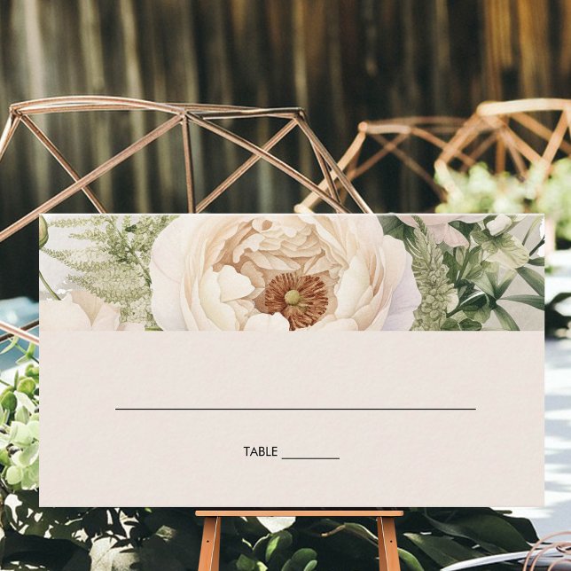 Carte De Placement Elégante aquarelle de bouquet de fleurs blanches (Créateur téléchargé)