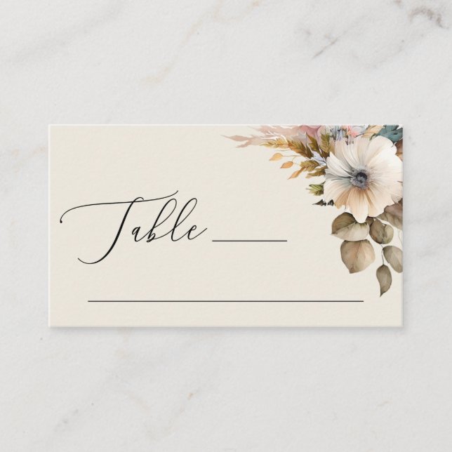 Carte De Placement Elégante aquarelle douce jardin fleuri mariage (Devant)