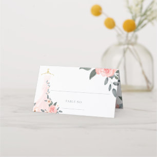 Carte De Placement Elégante aquarelle Floral Rose Rose Mariage robe