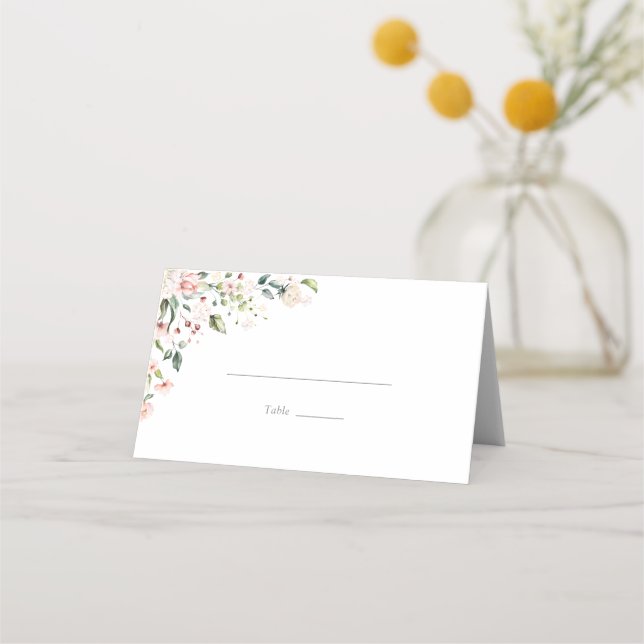Carte De Placement Elégante aquarelle rose Fête des mariées florale (Devant)