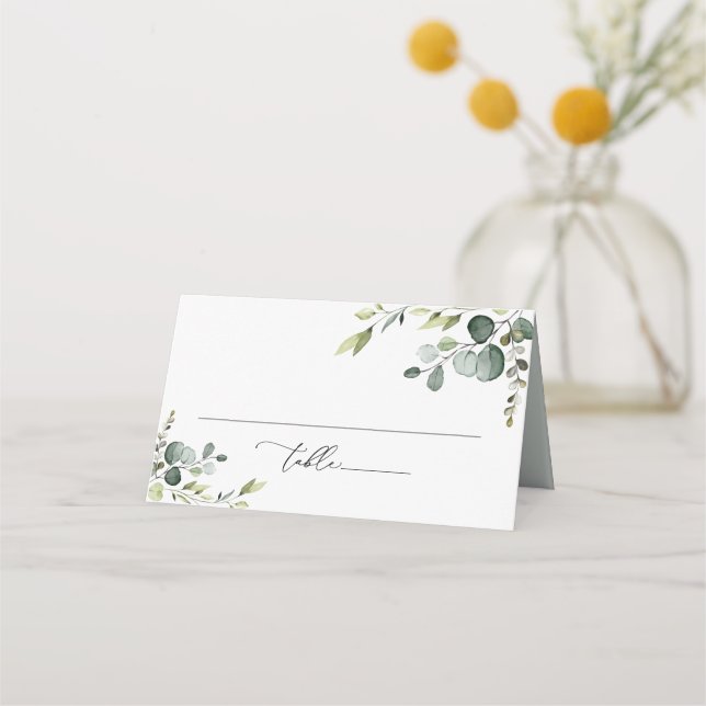 Carte De Placement Elégante Aquarelle Verdure Carte Place Pliée (Devant)