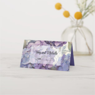 Carte De Placement Elégante aquarelle violet rouille hydrangée floral