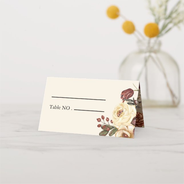 Carte De Placement Elégante Automne Automne Floral Mariage Carte Plac (Devant)