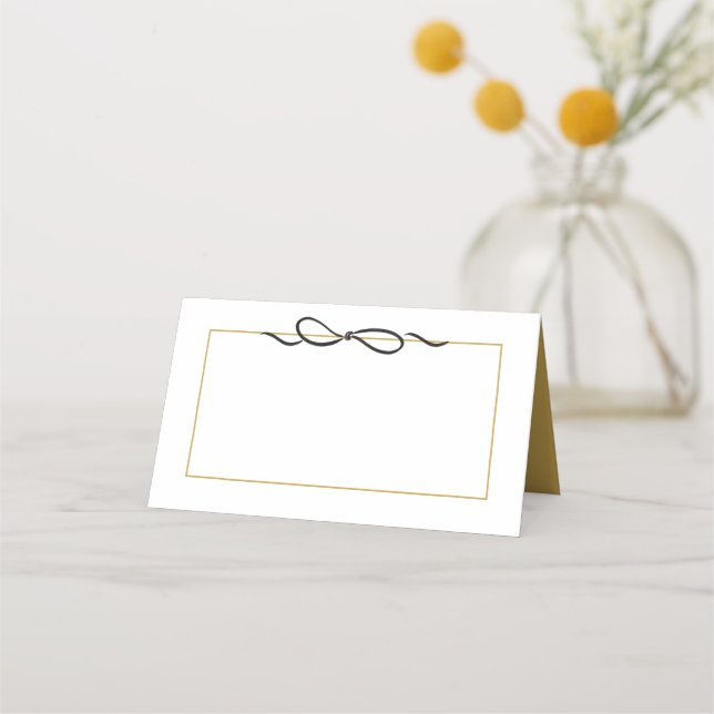 Carte De Placement Elégante bordure or noir Bow (Devant)
