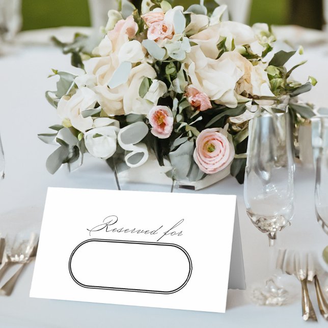 Carte De Placement Élégante calligraphie Mariage blanc Réservé (Elegant wedding table place cards in black and white from my Wedding Colors Collection)