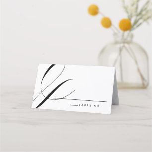 Carte De Placement Élégante calligraphie noir blanc Mariage carte pla