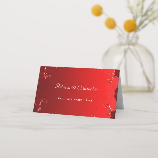 Carte De Placement Elégante carte de place Mariage rouge (Dos)